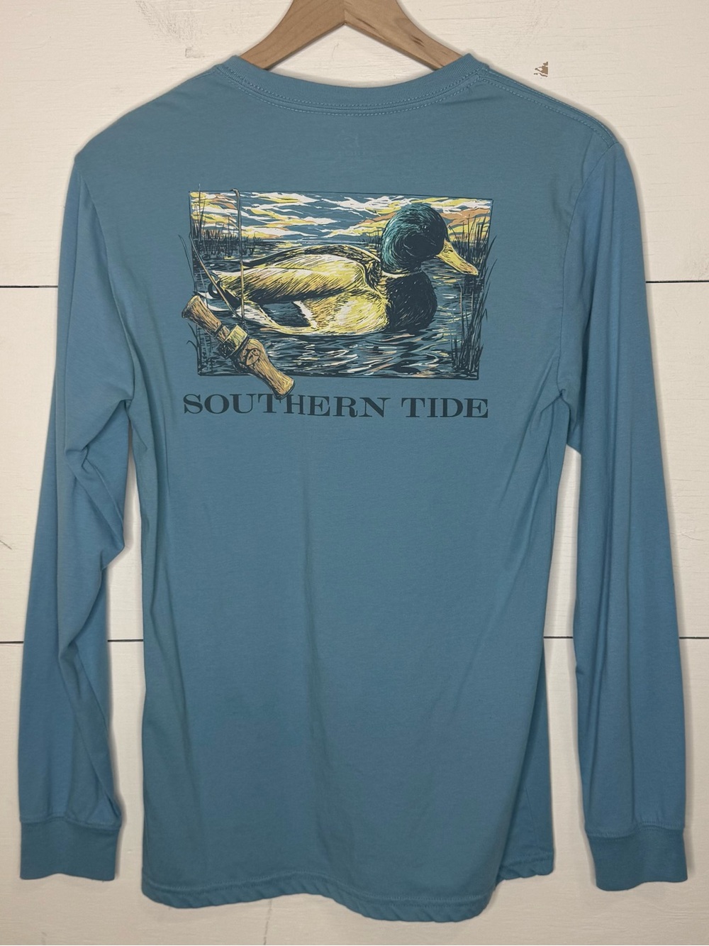 Southern Tide • Men's Long Sleeve Tee in Dusty Blue Size Small